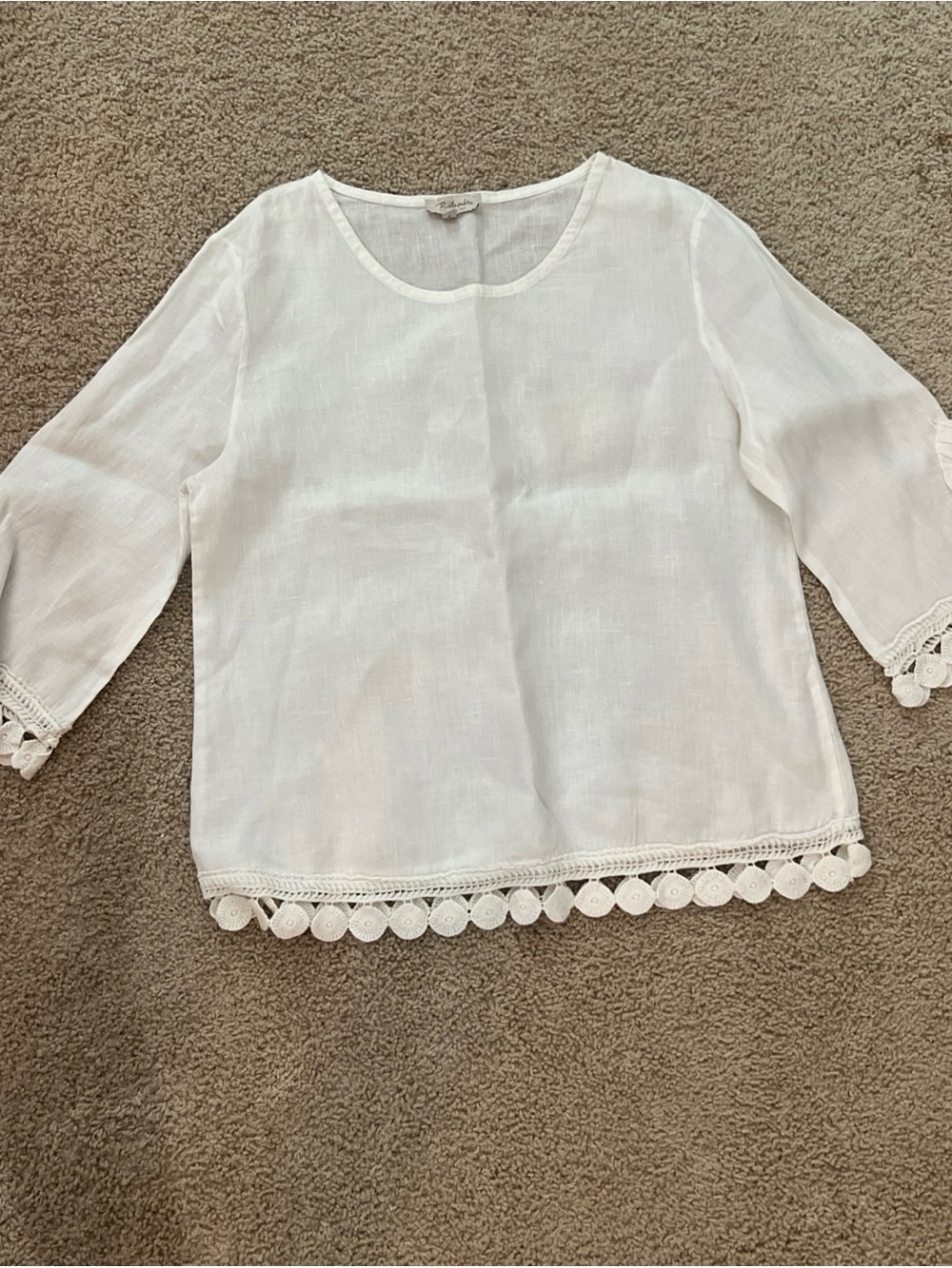 BELLAMBIA White Linen Blouse Sz S